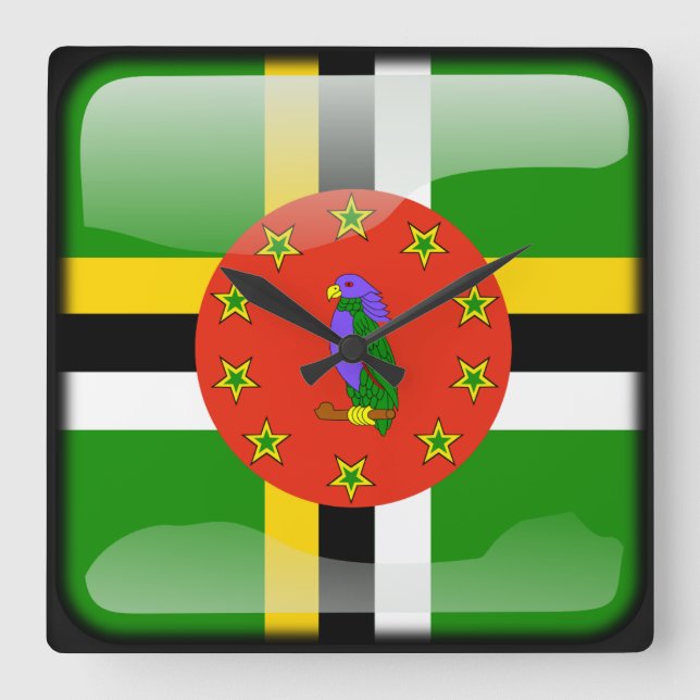 Flag of Dominica Square Wall Clock (Front)