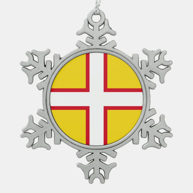 Flag of Dorset Snowflake Pewter Christmas Ornament (Front)
