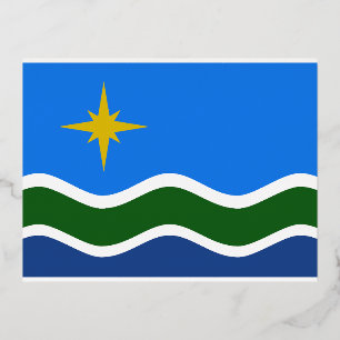 Flag of Duluth, Minnesota Foil Holiday Postcard