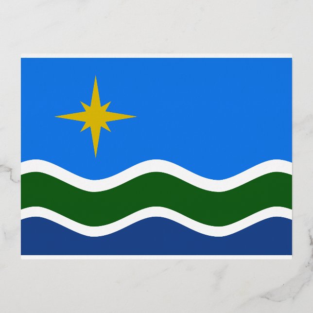 Flag of Duluth, Minnesota Foil Holiday Postcard (Front)