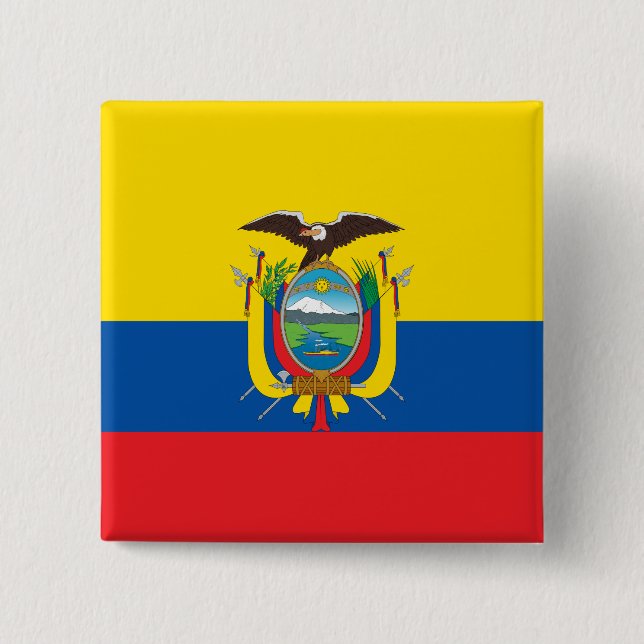 Flag of Ecuador 15 Cm Square Badge (Front)