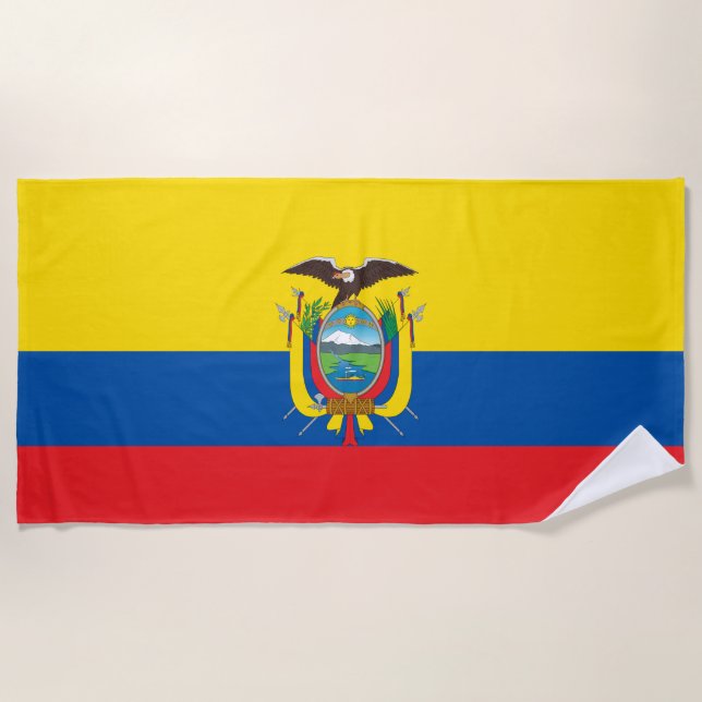Flag of Ecuador Beach Towel (Front)