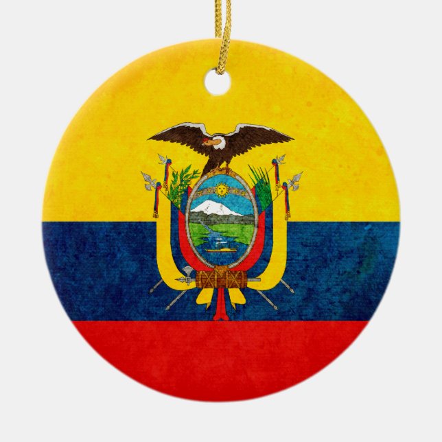 Flag of Ecuador Ceramic Tree Decoration (Front)