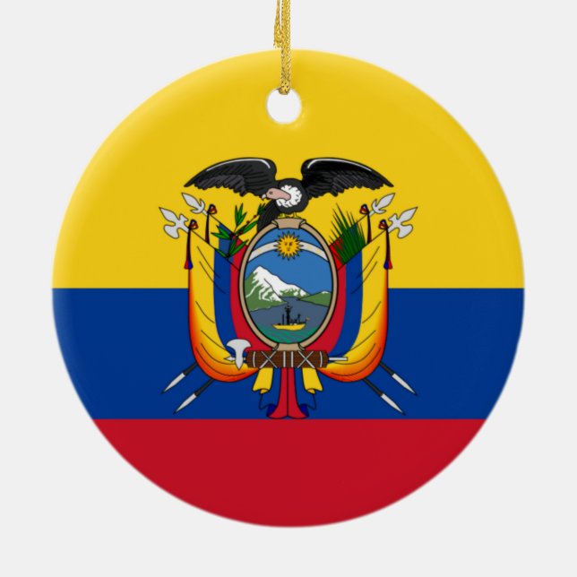 Flag of Ecuador Ceramic Tree Decoration (Back)