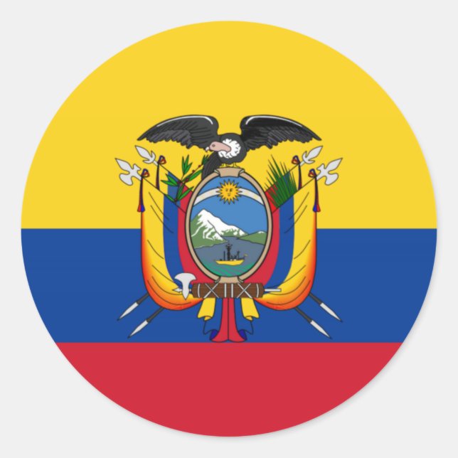 Flag of Ecuador Classic Round Sticker (Front)