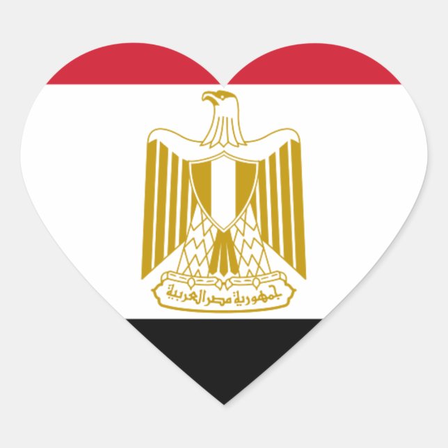 Flag of Egypt - علم مصر - Egyptian Flag Heart Sticker (Front)