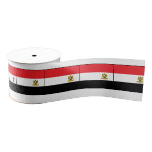 Flag of Egypt Eagle Red Black White Grosgrain Ribbon