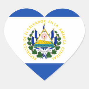 Flag of El Salvador - Bandera de El Salvador Heart Sticker