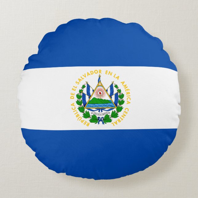 Flag of El Salvador Round Cushion (Front)