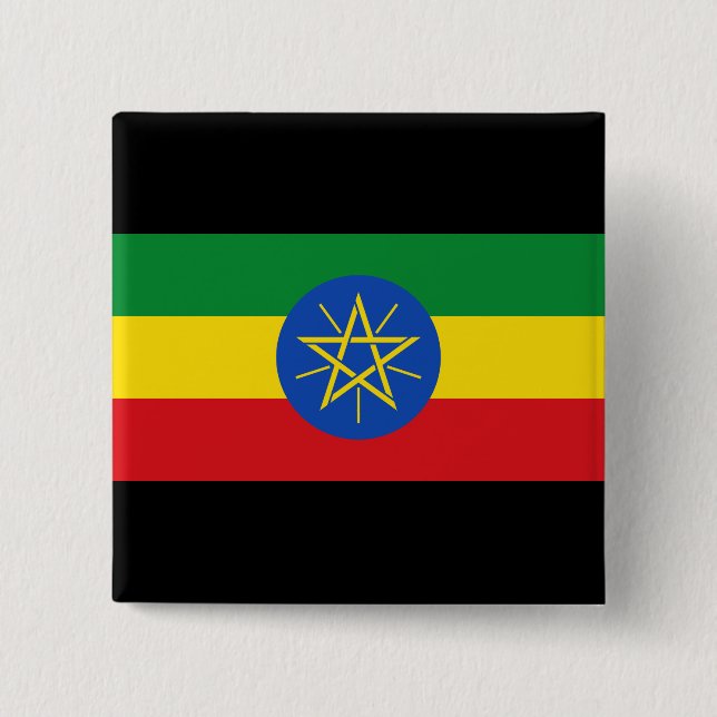Flag of Ethiopia 15 Cm Square Badge (Front)