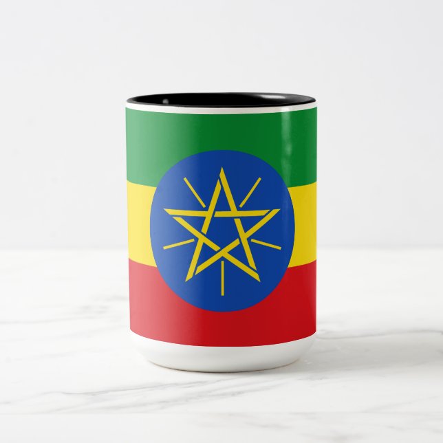 Flag of Ethiopia Two-Tone Coffee Mug (Center)
