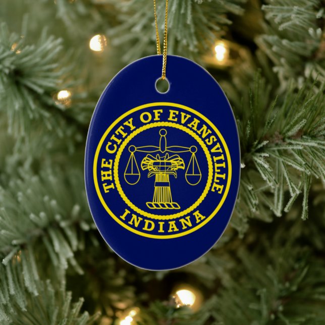 Flag of Evansville, Indiana Ceramic Ornament (Tree)