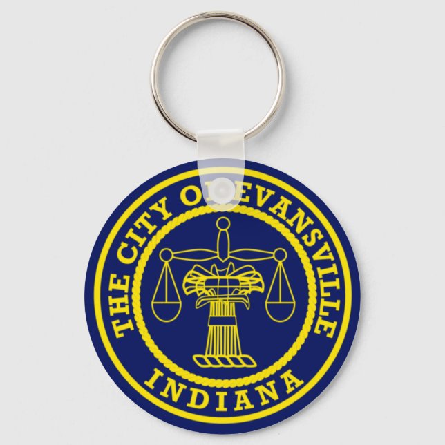 Flag of Evansville, Indiana Key Ring (Front)