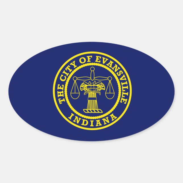 Flag of Evansville, Indiana Oval Sticker (Front)