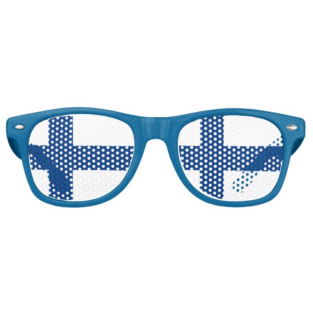Flag of Finland Blue Cross Suomi Retro Sunglasses (Front)
