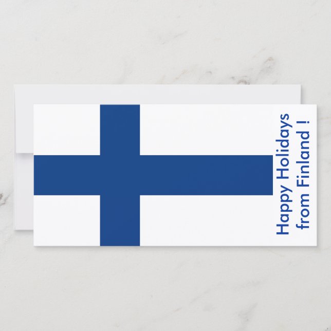 Flag of Finland, Happy Holidays from Finland Holiday Card (Front)