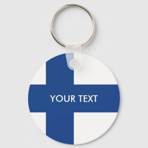 Flag of Finland keychain with custom text