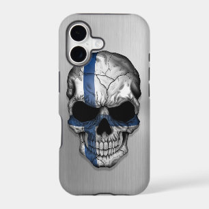 Flag of Finland on a Steel Skull Graphic