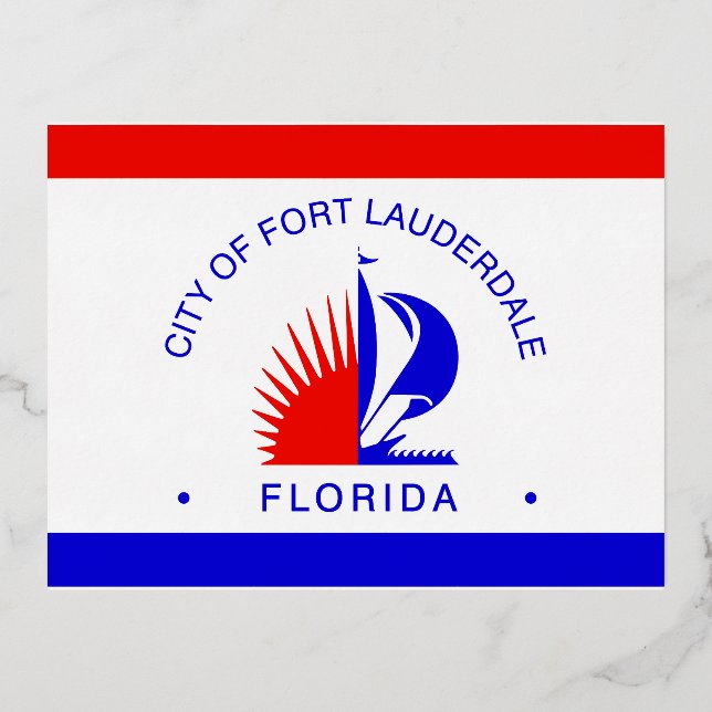Flag of Fort Lauderdale, Florida Foil Holiday Postcard (Front)