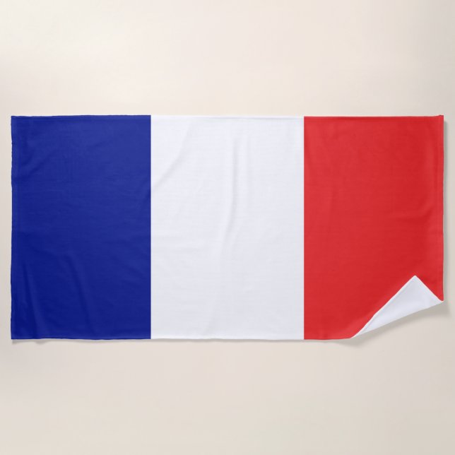 Flag of France French Tricolore Beach Towel (Front)
