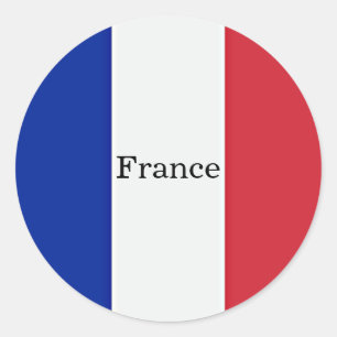 Flag of France, labelled, Classic Round Sticker