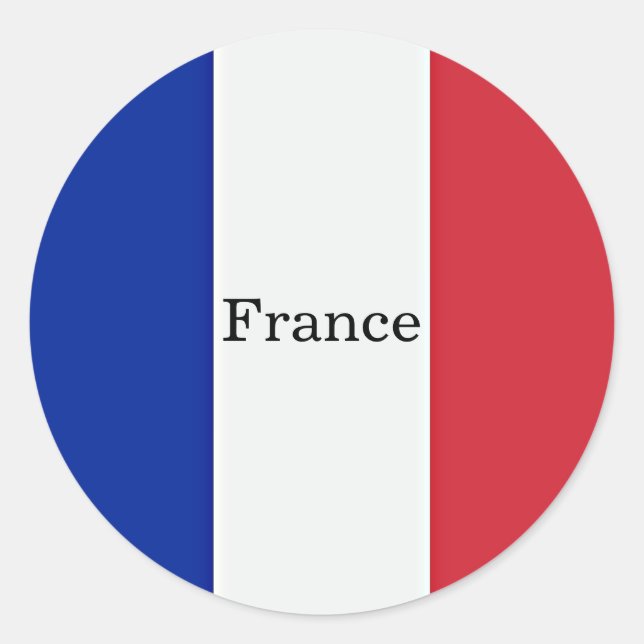 Flag of France, labelled, Classic Round Sticker (Front)