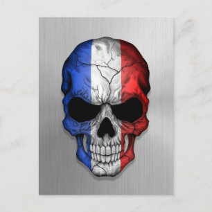 Flag of France on a Steel Skull Postcard