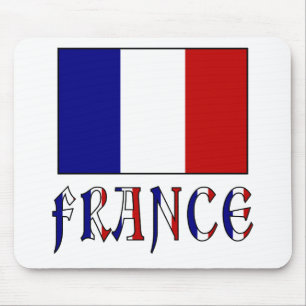 Flag of France with coloured name Mouse Pad