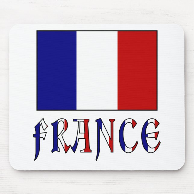 Flag of France with coloured name Mouse Pad (Front)