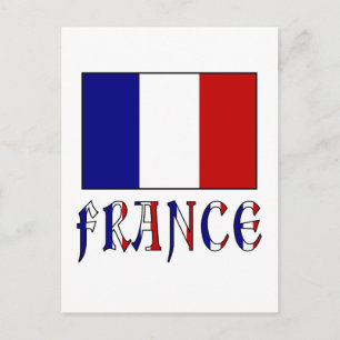Flag of France with coloured name Postcard