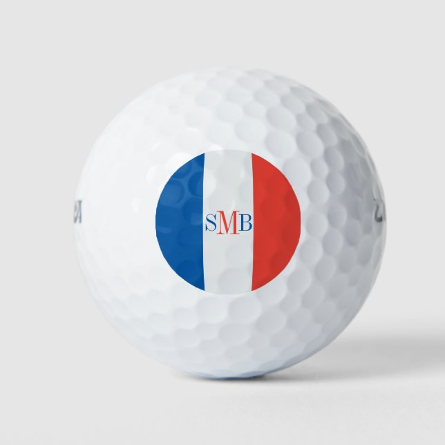 Flag of France with custom monogram  Golf Balls (Front)