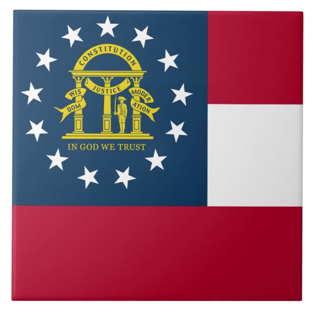 Flag of Georgia (US State) Ceramic Tile (Front)