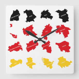 Flag of German States Square Wall Clock