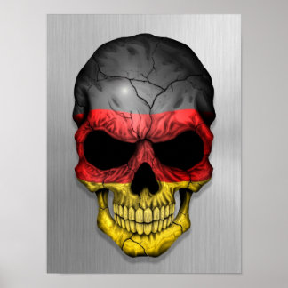 Flag of Germany on a Steel Skull Graphic Poster