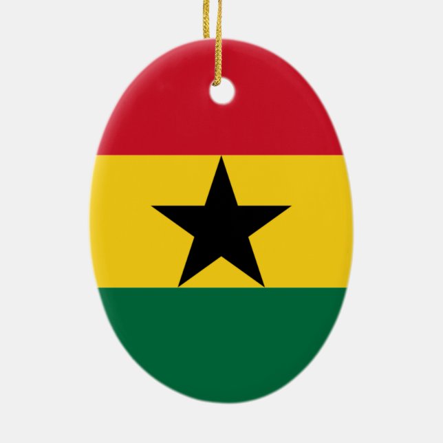Flag of Ghana Ceramic Tree Decoration (Back)