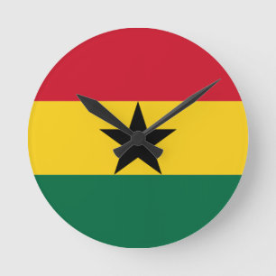 Flag of Ghana Round Clock
