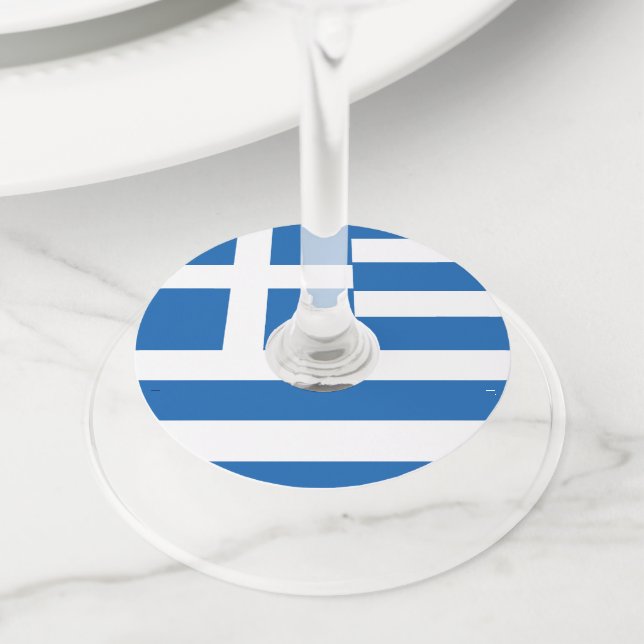 Flag of Greece Greek Flag Wine Glass Tag (Close Up)