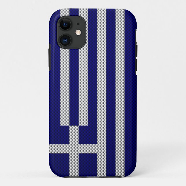 Flag of Greece with Carbon Fibre Effect Case-Mate iPhone Case (Back)