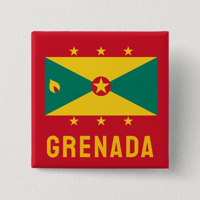 Flag of Grenada 15 Cm Square Badge (Front)