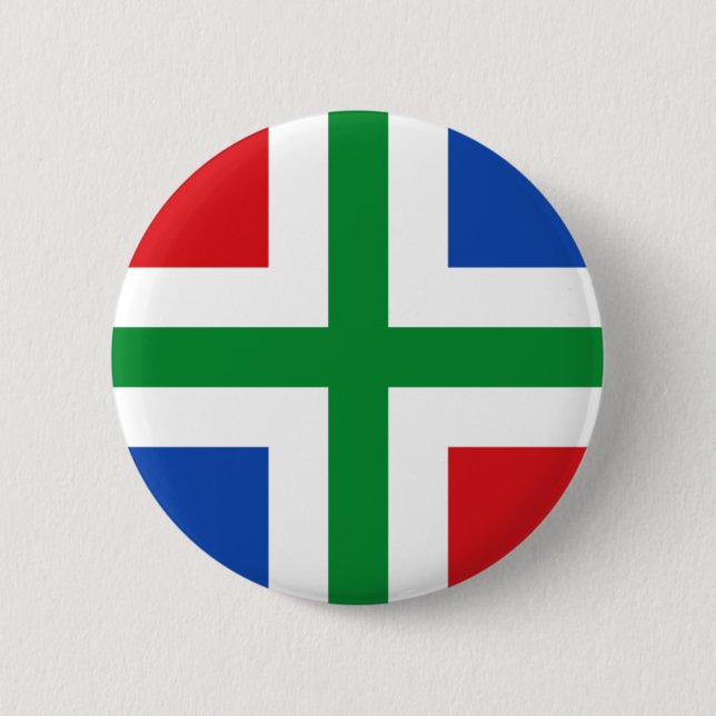 Flag of Groningen (province) 6 Cm Round Badge (Front)