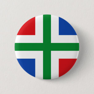 Flag of Groningen (province) 6 Cm Round Badge