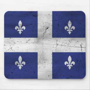 Flag of grunge Quebec eroded style Mouse Pad