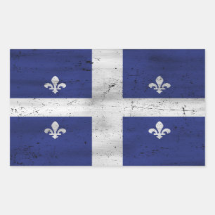 Flag of grunge Quebec eroded style Rectangular Sticker