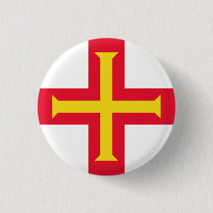 Flag of Guernsey 3 Cm Round Badge