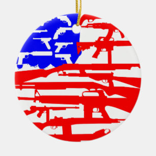Flag Of Guns 2nd Amendment Ceramic Tree Decoration