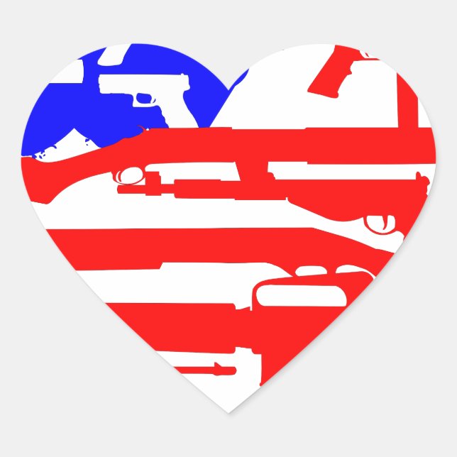 Flag Of Guns 2nd Amendment Heart Sticker (Front)