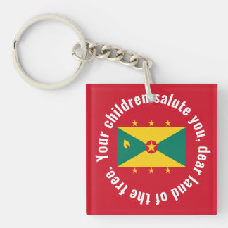Flag of Guyana National Anthem Red Green Yellow Key Ring