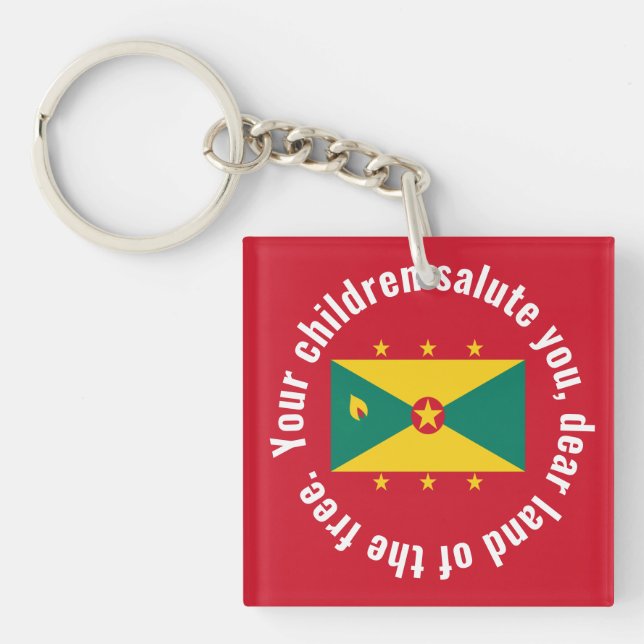 Flag of Guyana National Anthem Red Green Yellow Key Ring (Front)