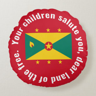 Flag of Guyana National Anthem Red Green Yellow Round Cushion