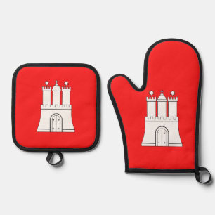 Flag of Hamburg Postcard Oven Mitt & Pot Holder Set